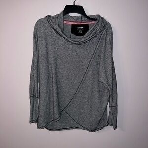 Gray and white striped turtleneck sweater Calvin Klein performance stretch S